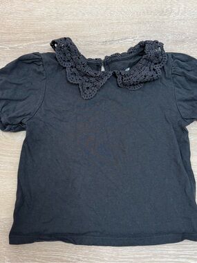 H&M Black Girls Top with Crochet Collar
